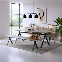 FIBER CONCRETE TABLE 220|BLACK STEEL BASE