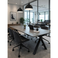 FIBER CONCRETE TABLE 220|BLACK STEEL BASE