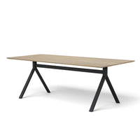 SMOKED OAK TABLE 220|BLACK STEEL BASE