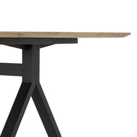 SMOKED OAK TABLE 220|BLACK STEEL BASE