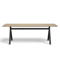 SMOKED OAK TABLE 220|BLACK STEEL BASE