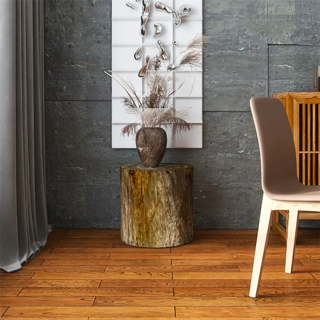 RUSTIC LOG STOOL/TABLE