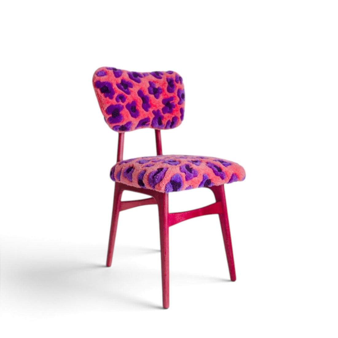 Butterfly Chair Pink Leopard Tufting Wool
