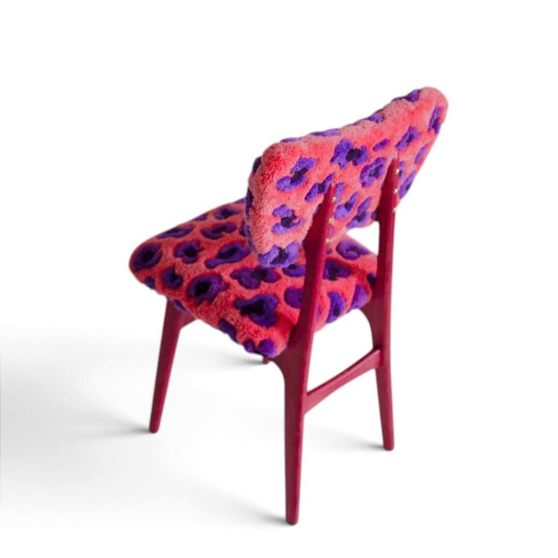 Butterfly Chair Pink Leopard Tufting Wool