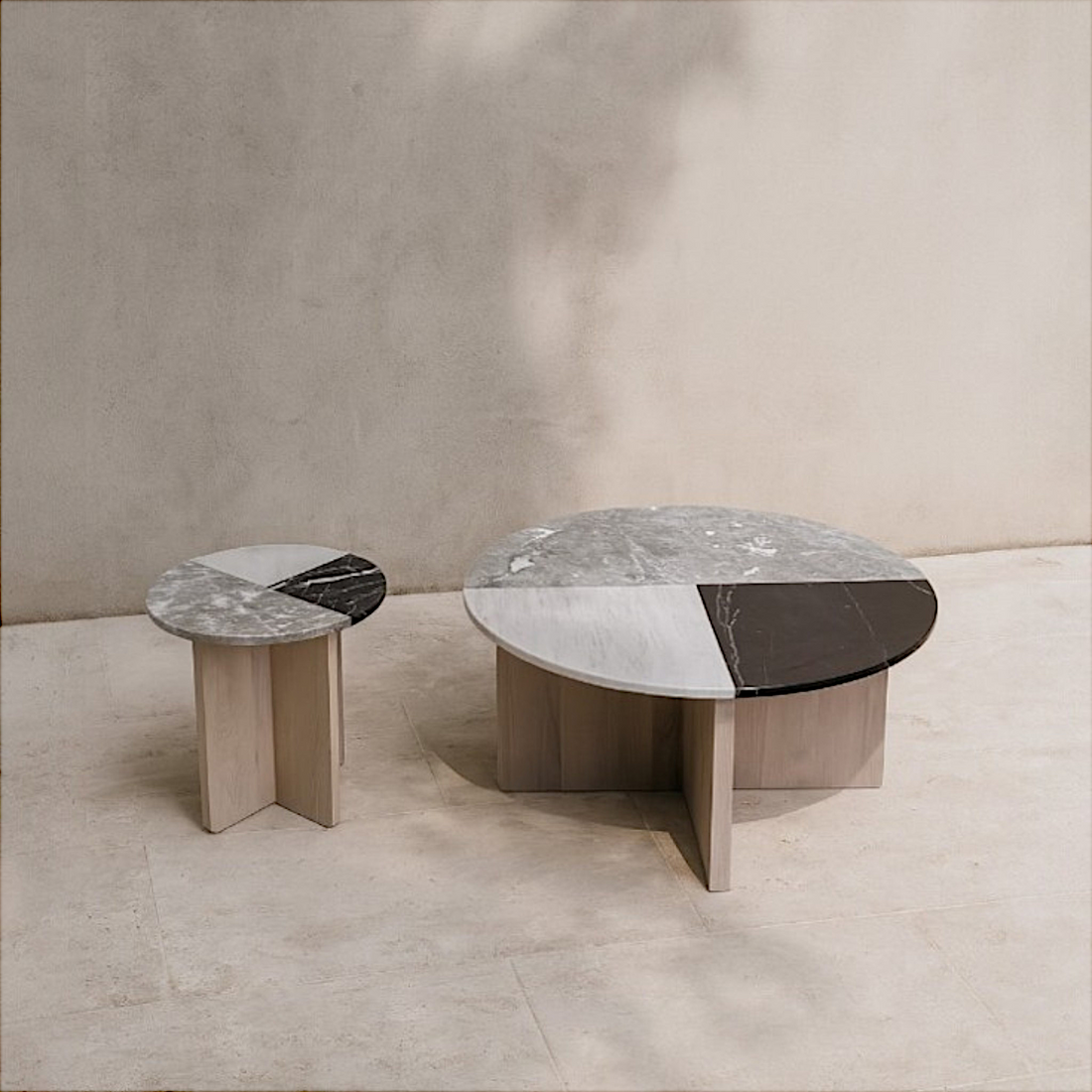 サイドテーブルΦ40cm|大理石・ウッドレッグ|Marble Side table – ENTown サイドテーブルΦ40cm|大理石・ウッドレッグ|Marble Side table – ENTown