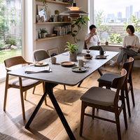 FIBER CONCRETE TABLE 220｜BLACK STEEL BASE