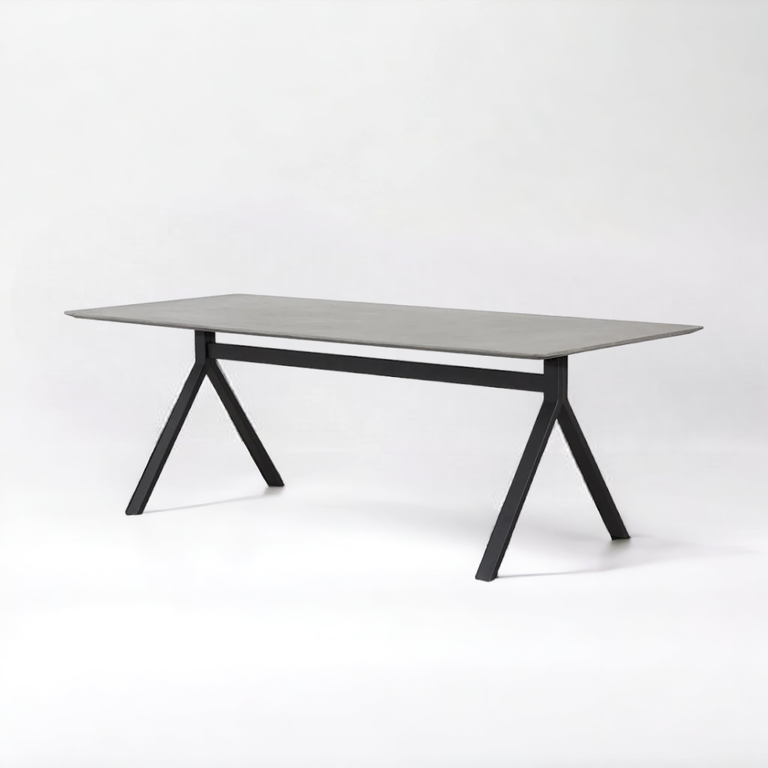 FIBER CONCRETE TABLE 220｜BLACK STEEL BASE