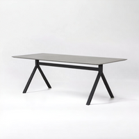 FIBER CONCRETE TABLE 220｜BLACK STEEL BASE