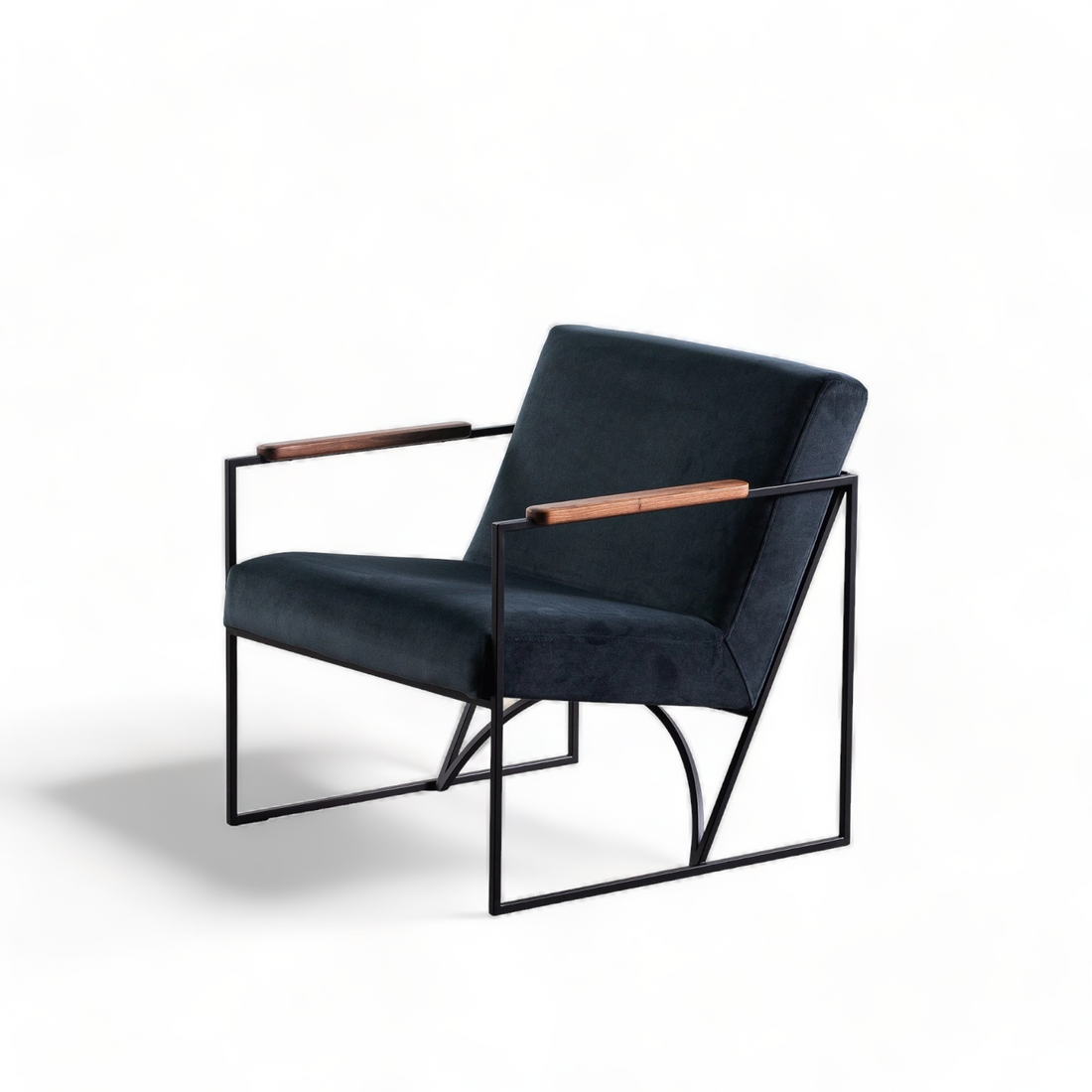 ラウンジチェア｜ベルベット調・ブラックフレーム｜LOUNGE CHAIR – ENTown