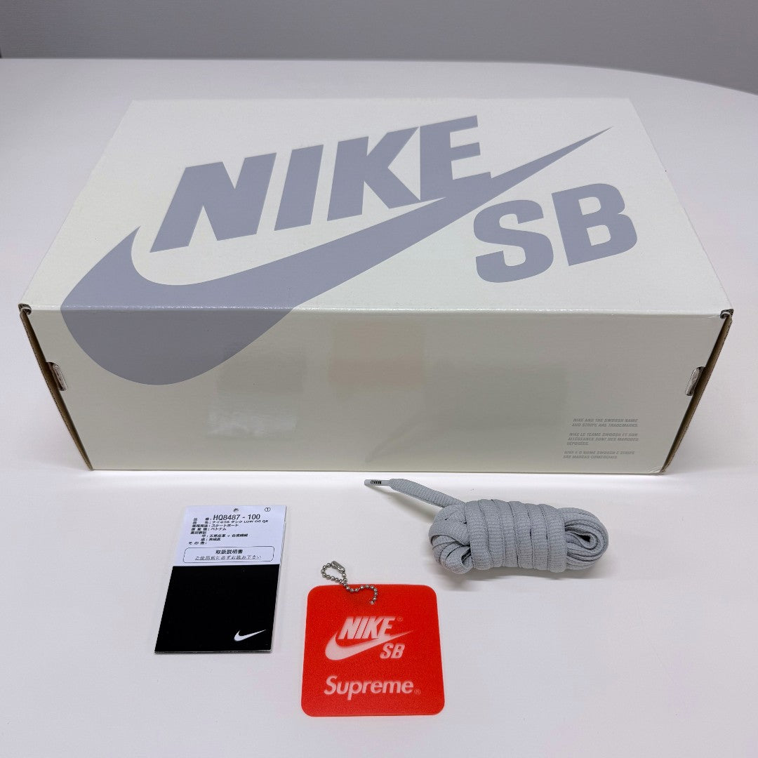 NIKE SB × Supreme Dunk Low OG QS White / Metallic Silver 27.5cm｜OKUBO MEGANE