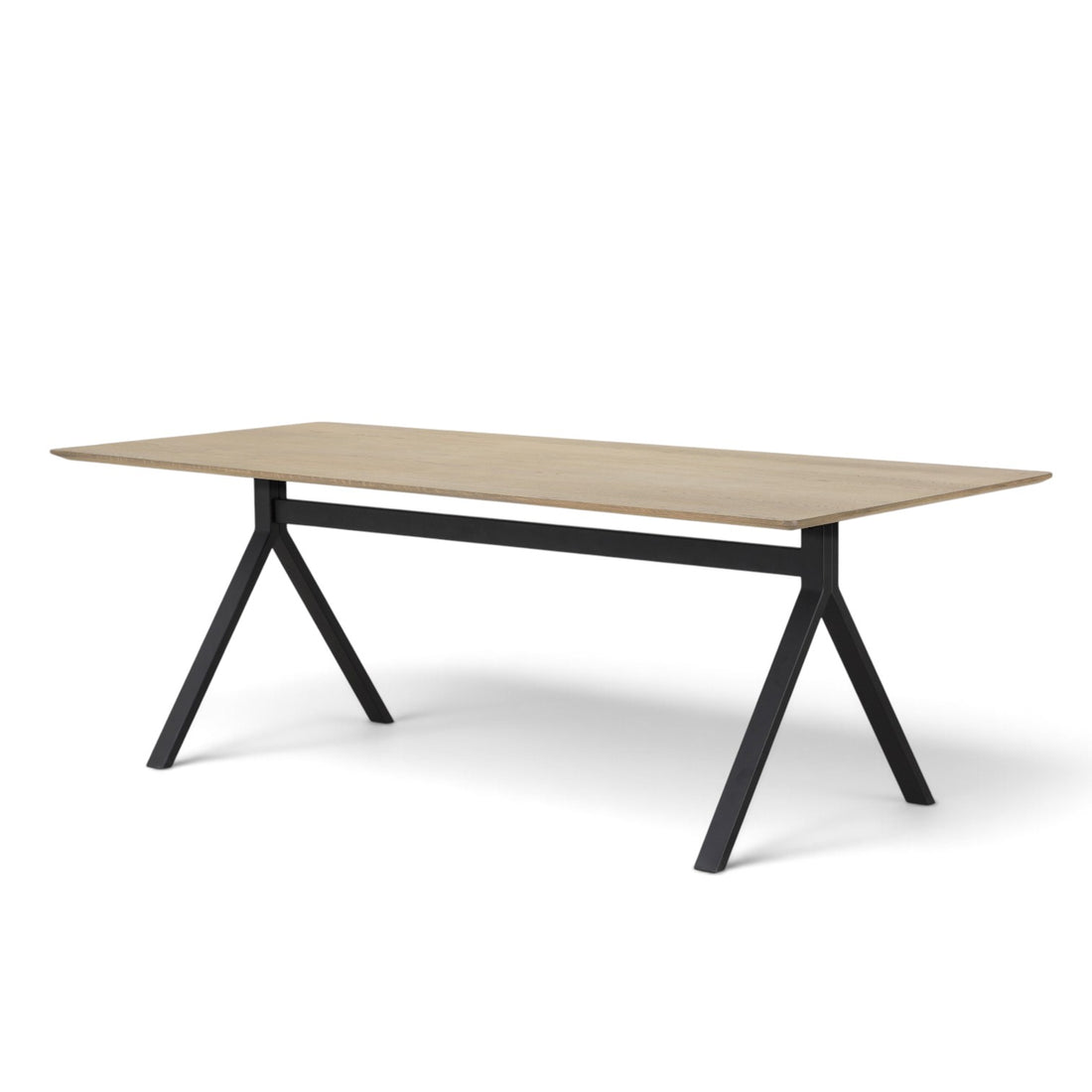 SMOKED OAK TABLE 220｜BLACK STEEL BASE