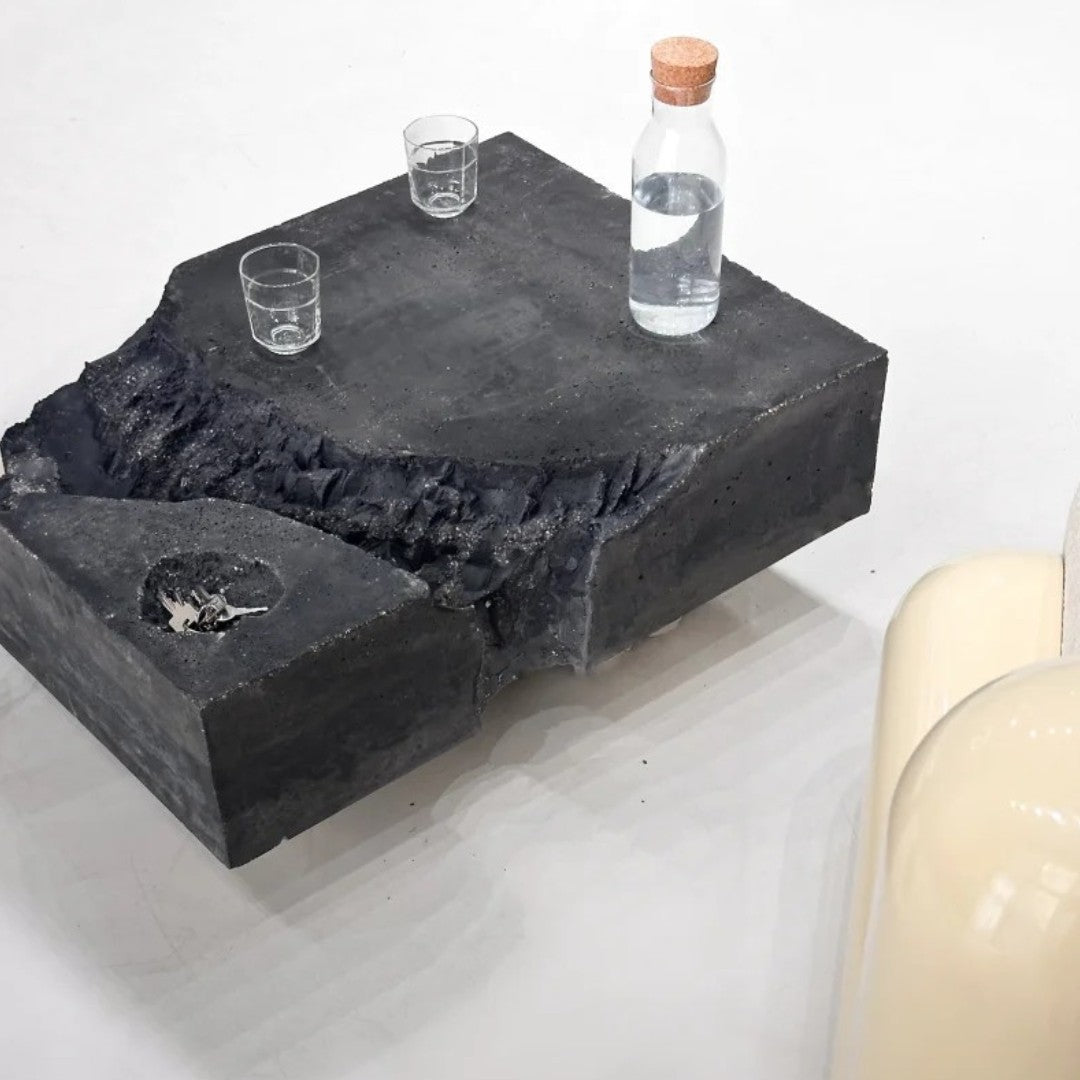 Black Concrete Brutalist Table