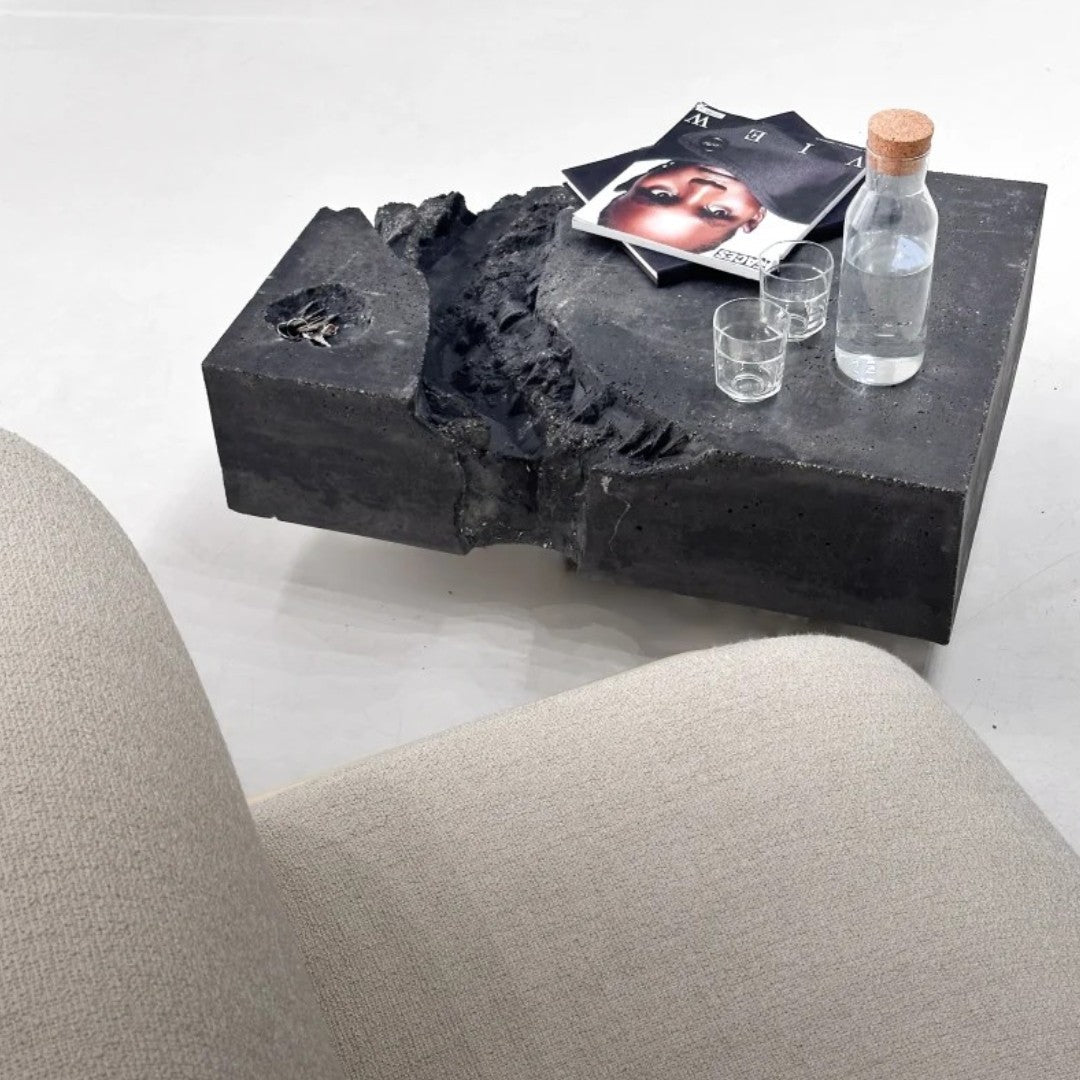 Black Concrete Brutalist Table