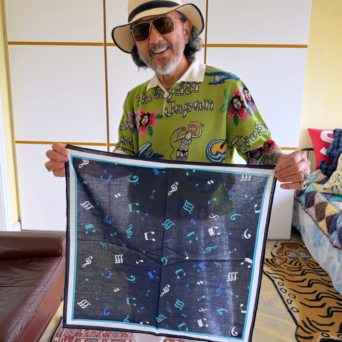 Music Note Bandana Navy｜The Stylist Japan