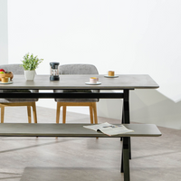 FIBER CONCRETE TABLE 220｜BLACK STEEL BASE